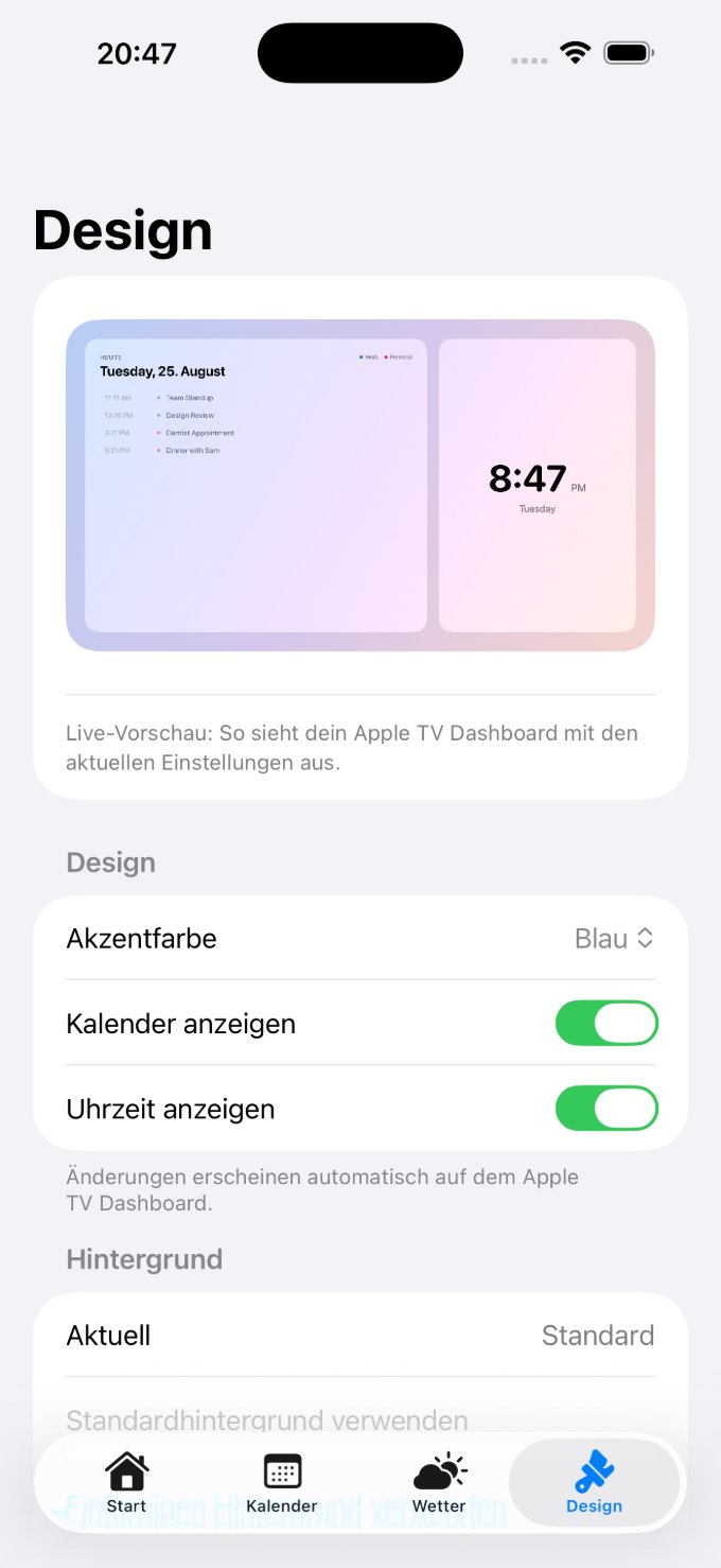 Dashboard Setup am iPhone: Designeinstellungen mit Live-Vorschau